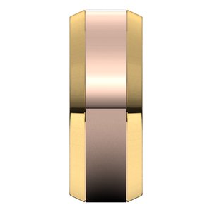 14K Yellow Or White Or Rose Gold Stepped Beveled-Edge Inlay Comfort-Fit Flat Band