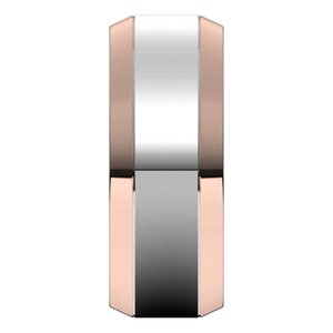 14K Yellow Or White Or Rose Gold Stepped Beveled-Edge Inlay Comfort-Fit Flat Band