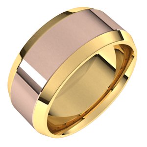 14K Yellow Or White Or Rose Gold Stepped Beveled-Edge Inlay Comfort-Fit Flat Band
