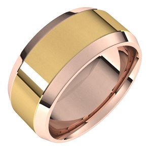 14K Yellow Or White Or Rose Gold Stepped Beveled-Edge Inlay Comfort-Fit Flat Band