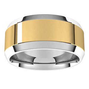 14K Yellow Or White Or Rose Gold Stepped Beveled-Edge Inlay Comfort-Fit Flat Band