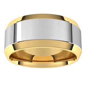 14K Yellow Or White Or Rose Gold Stepped Beveled-Edge Inlay Comfort-Fit Flat Band