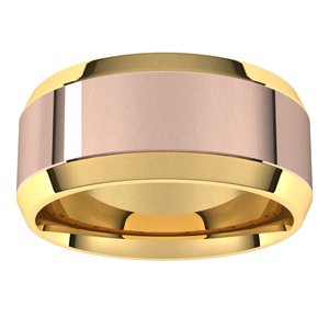 14K Yellow Or White Or Rose Gold Stepped Beveled-Edge Inlay Comfort-Fit Flat Band