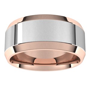 14K Yellow Or White Or Rose Gold Stepped Beveled-Edge Inlay Comfort-Fit Flat Band