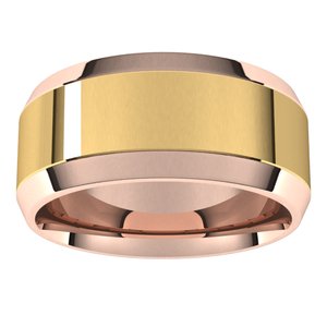 14K Yellow Or White Or Rose Gold Stepped Beveled-Edge Inlay Comfort-Fit Flat Band
