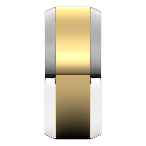 14K Yellow Or White Or Rose Gold Stepped Beveled-Edge Inlay Comfort-Fit Flat Band