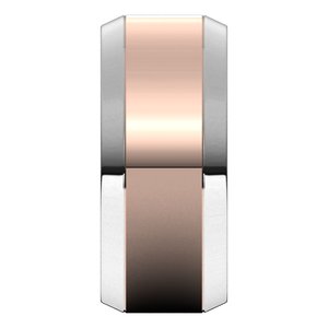 14K Yellow Or White Or Rose Gold Stepped Beveled-Edge Inlay Comfort-Fit Flat Band
