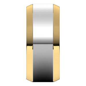 14K Yellow Or White Or Rose Gold Stepped Beveled-Edge Inlay Comfort-Fit Flat Band