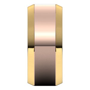 14K Yellow Or White Or Rose Gold Stepped Beveled-Edge Inlay Comfort-Fit Flat Band