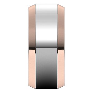 14K Yellow Or White Or Rose Gold Stepped Beveled-Edge Inlay Comfort-Fit Flat Band