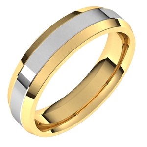 14K Rose/White Or Yellow/White Gold 5 mm Beveled Edge Comfort-Fit Flat Band Band