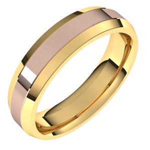14K Yellow Or White Or Rose Gold Stepped Beveled-Edge Inlay Comfort-Fit Flat Band
