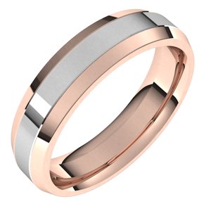 14K Yellow Or White Or Rose Gold Stepped Beveled-Edge Inlay Comfort-Fit Flat Band