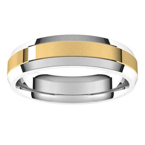 14K Yellow Or White Or Rose Gold Stepped Beveled-Edge Inlay Comfort-Fit Flat Band