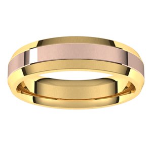 14K Yellow Or White Or Rose Gold Stepped Beveled-Edge Inlay Comfort-Fit Flat Band