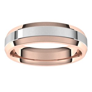 14K Rose/White Or Yellow/White Gold 5 mm Beveled Edge Comfort-Fit Flat Band Band
