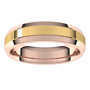 14K Yellow Or White Or Rose Gold Stepped Beveled-Edge Inlay Comfort-Fit Flat Band