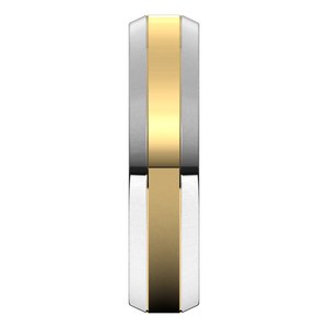 14K Yellow Or White Or Rose Gold Stepped Beveled-Edge Inlay Comfort-Fit Flat Band