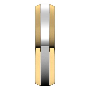 14K Yellow Or White Or Rose Gold Stepped Beveled-Edge Inlay Comfort-Fit Flat Band
