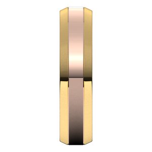 14K Yellow Or White Or Rose Gold Stepped Beveled-Edge Inlay Comfort-Fit Flat Band