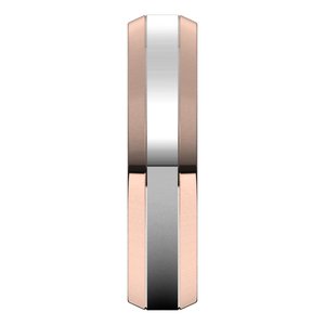 14K Yellow Or White Or Rose Gold Stepped Beveled-Edge Inlay Comfort-Fit Flat Band