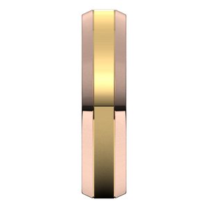 14K Yellow Or White Or Rose Gold Stepped Beveled-Edge Inlay Comfort-Fit Flat Band