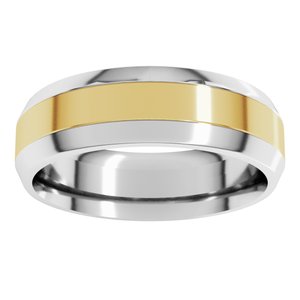 14K Yellow Or White Or Rose Gold Stepped Beveled-Edge Inlay Comfort-Fit Flat Band