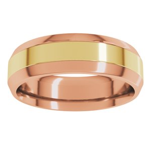 14K Yellow Or White Or Rose Gold Stepped Beveled-Edge Inlay Comfort-Fit Flat Band