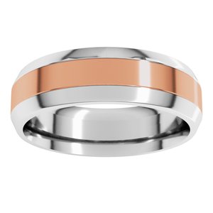 14K Yellow Or White Or Rose Gold Stepped Beveled-Edge Inlay Comfort-Fit Flat Band