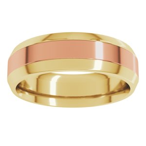 14K Yellow Or White Or Rose Gold Stepped Beveled-Edge Inlay Comfort-Fit Flat Band
