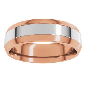 14K Yellow Or White Or Rose Gold Stepped Beveled-Edge Inlay Comfort-Fit Flat Band
