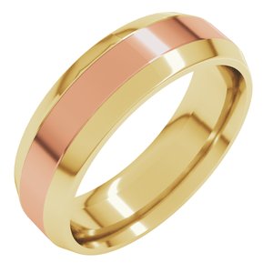 14K Yellow Or White Or Rose Gold Stepped Beveled-Edge Inlay Comfort-Fit Flat Band