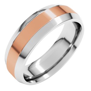 14K Yellow Or White Or Rose Gold Stepped Beveled-Edge Inlay Comfort-Fit Flat Band