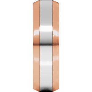 14K Yellow Or White Or Rose Gold Stepped Beveled-Edge Inlay Comfort-Fit Flat Band