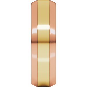 14K Yellow Or White Or Rose Gold Stepped Beveled-Edge Inlay Comfort-Fit Flat Band