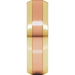 14K Yellow Or White Or Rose Gold Stepped Beveled-Edge Inlay Comfort-Fit Flat Band