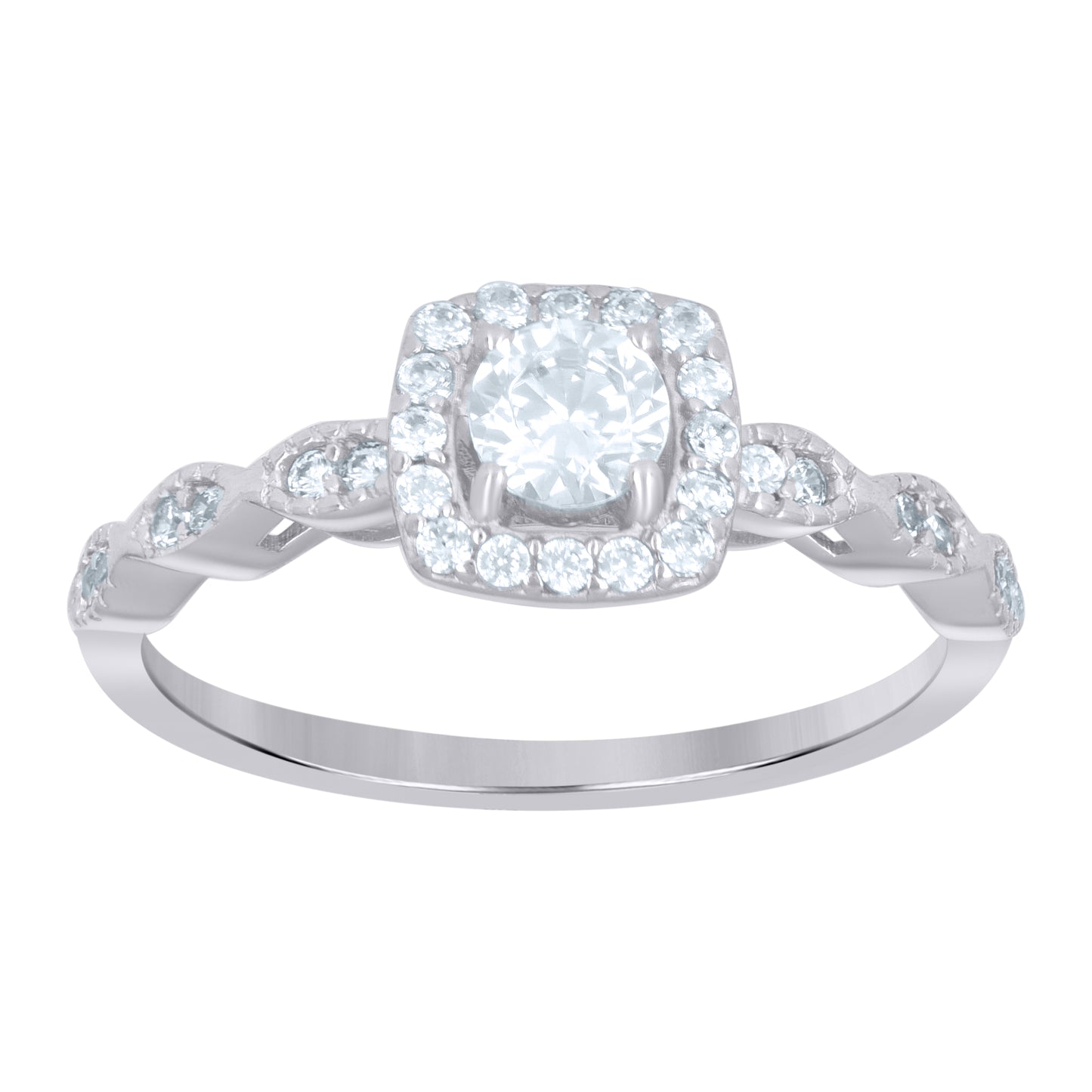 Sterling Silver Womens Solitaire Cubic-Zirconia Square Head Bridal Anniversary Engagement Wedding Ring