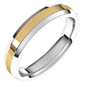 14K White/Yellow Gold 4 mm Beveled Edge Comfort-Fit Flat Band Band