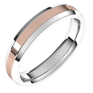 14K Yellow Or White Or Rose Gold Stepped Beveled-Edge Inlay Comfort-Fit Flat Band