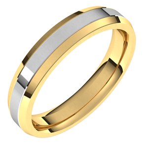14K Yellow Or White Or Rose Gold Stepped Beveled-Edge Inlay Comfort-Fit Flat Band