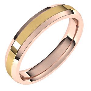 14K Yellow Or White Or Rose Gold Stepped Beveled-Edge Inlay Comfort-Fit Flat Band