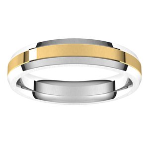 14K Yellow Or White Or Rose Gold Stepped Beveled-Edge Inlay Comfort-Fit Flat Band