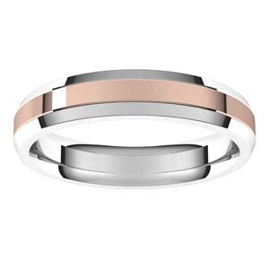 14K Yellow Or White Or Rose Gold Stepped Beveled-Edge Inlay Comfort-Fit Flat Band