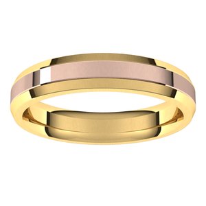 14K Yellow Or White Or Rose Gold Stepped Beveled-Edge Inlay Comfort-Fit Flat Band
