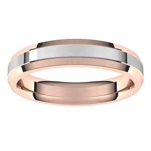 14K Yellow Or White Or Rose Gold Stepped Beveled-Edge Inlay Comfort-Fit Flat Band