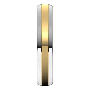 14K Yellow Or White Or Rose Gold Stepped Beveled-Edge Inlay Comfort-Fit Flat Band