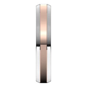 14K Yellow Or White Or Rose Gold Stepped Beveled-Edge Inlay Comfort-Fit Flat Band