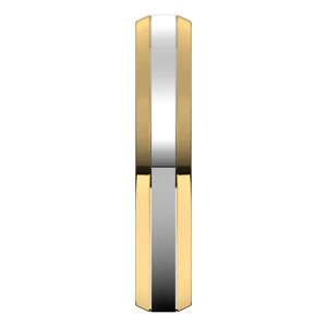 14K Yellow Or White Or Rose Gold Stepped Beveled-Edge Inlay Comfort-Fit Flat Band