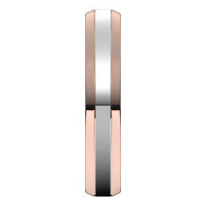 14K Yellow Or White Or Rose Gold Stepped Beveled-Edge Inlay Comfort-Fit Flat Band