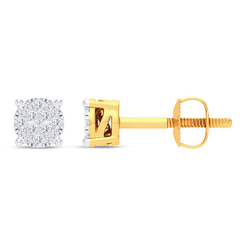 10K Yellow Gold 0.10 Cttw Diamond Super Flower Earring